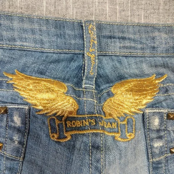 Robin's Jean Blue Straight Leg Jeans with Gold Accents - Picture 9 of 15